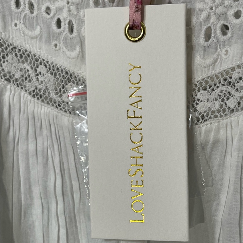 NWT LoveShackFancy Badyn Lace Inset Blouse True White - Size XS - Picture 3 of 7